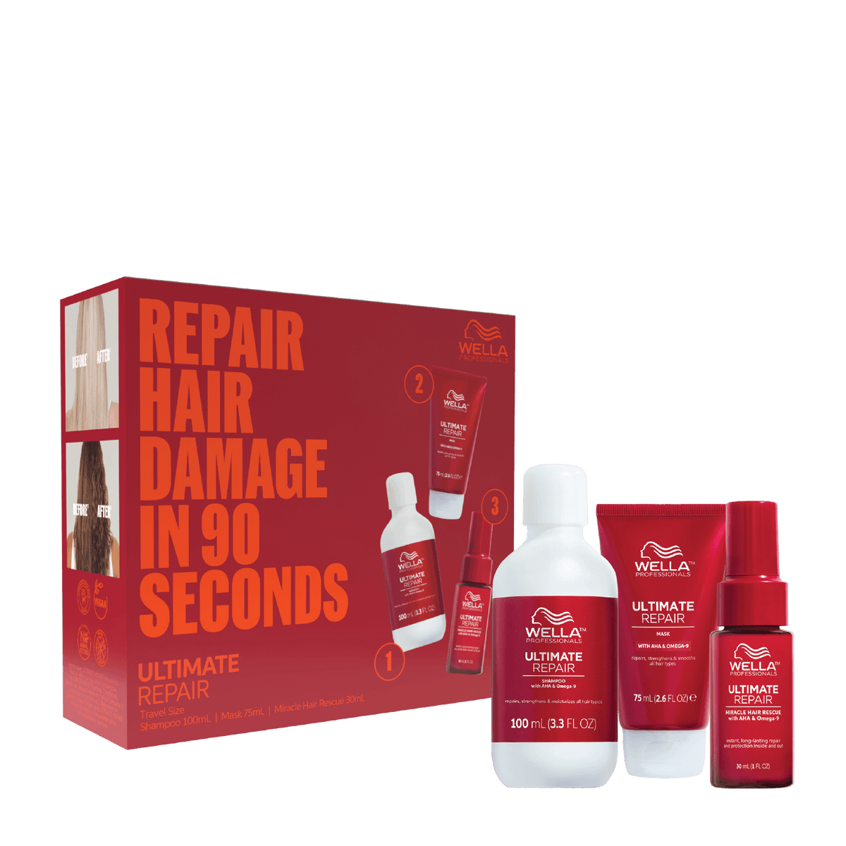 Wella Ultimate Repair Travel Trio Gift Pack to repair damaged hair on-the-go