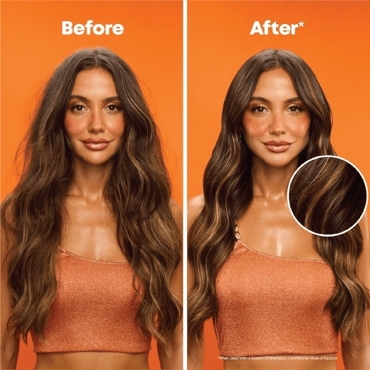 Matrix Total Results Mega Sleek Conditioner before and after of smooth hair