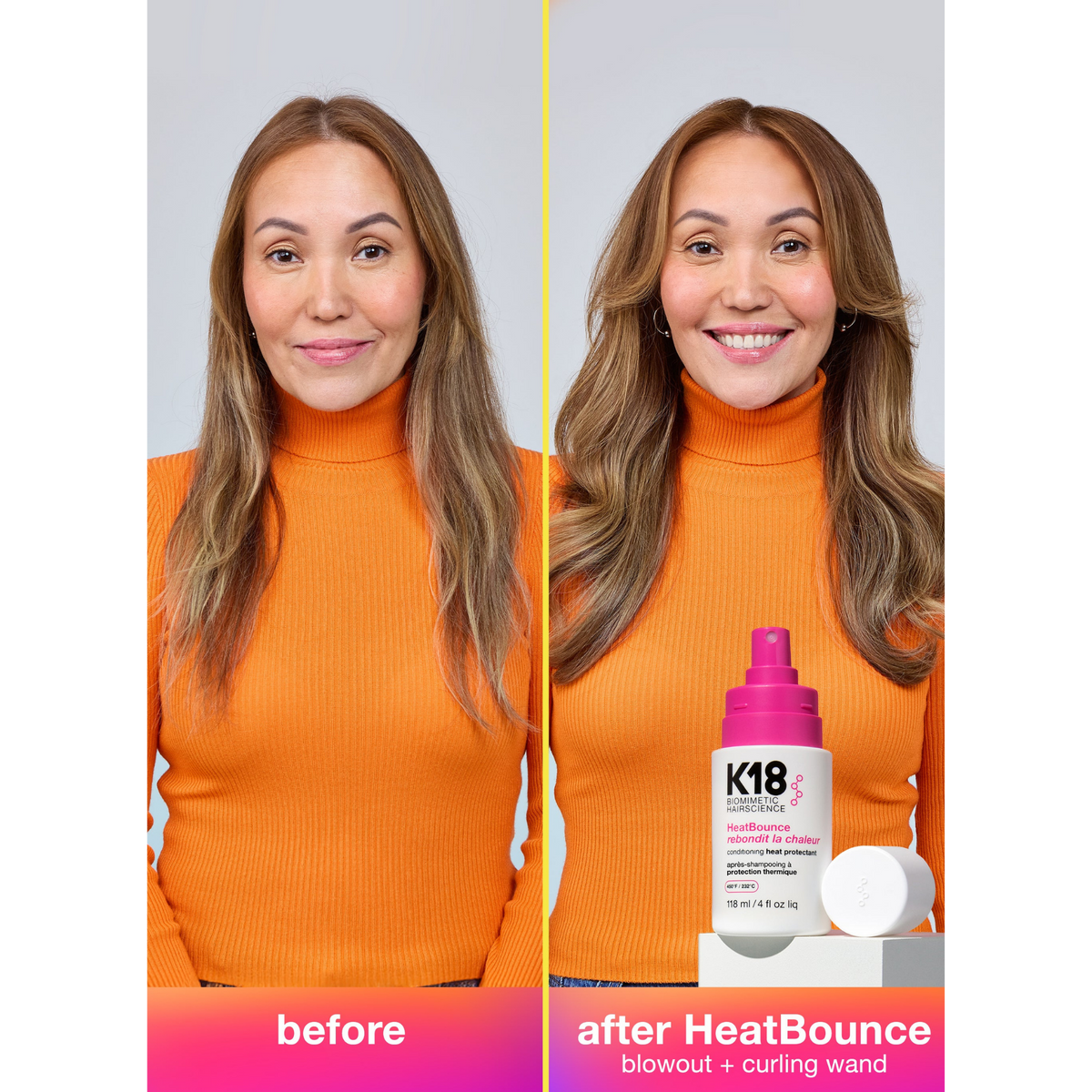 K18 Heat Bounce Conditioning Heat Protectant with powerful protection for a visibly healthy hair