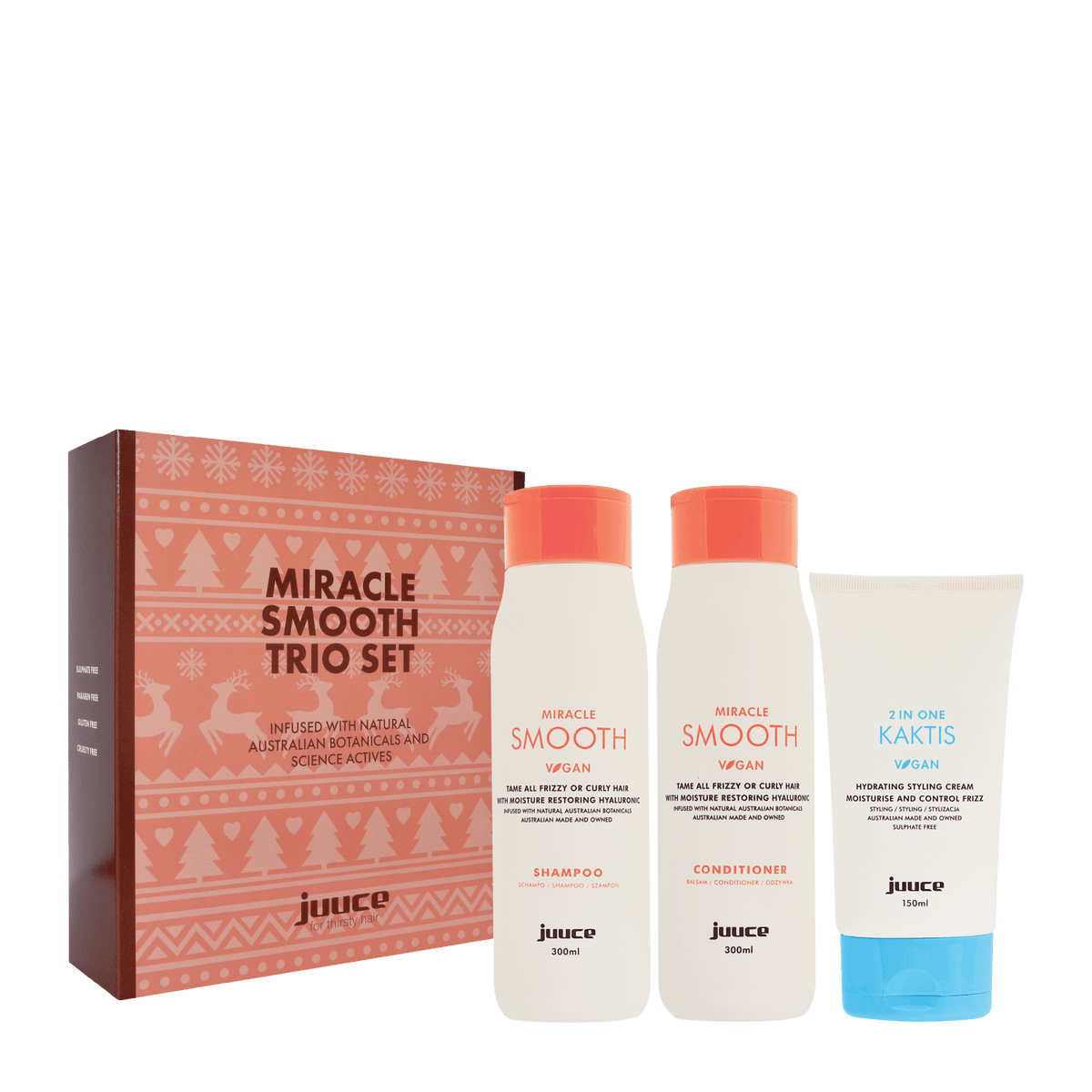 JUUCE Miracle Smooth + Kaktis Trio to smooth frizzy and coarse hair types