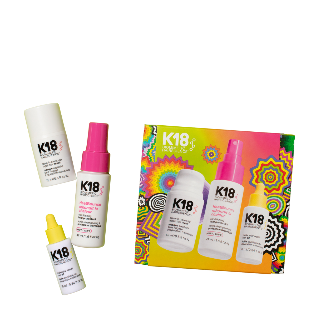 K18 Repair + Protect Gift Pack for on-the-go styling, treating and refreshing