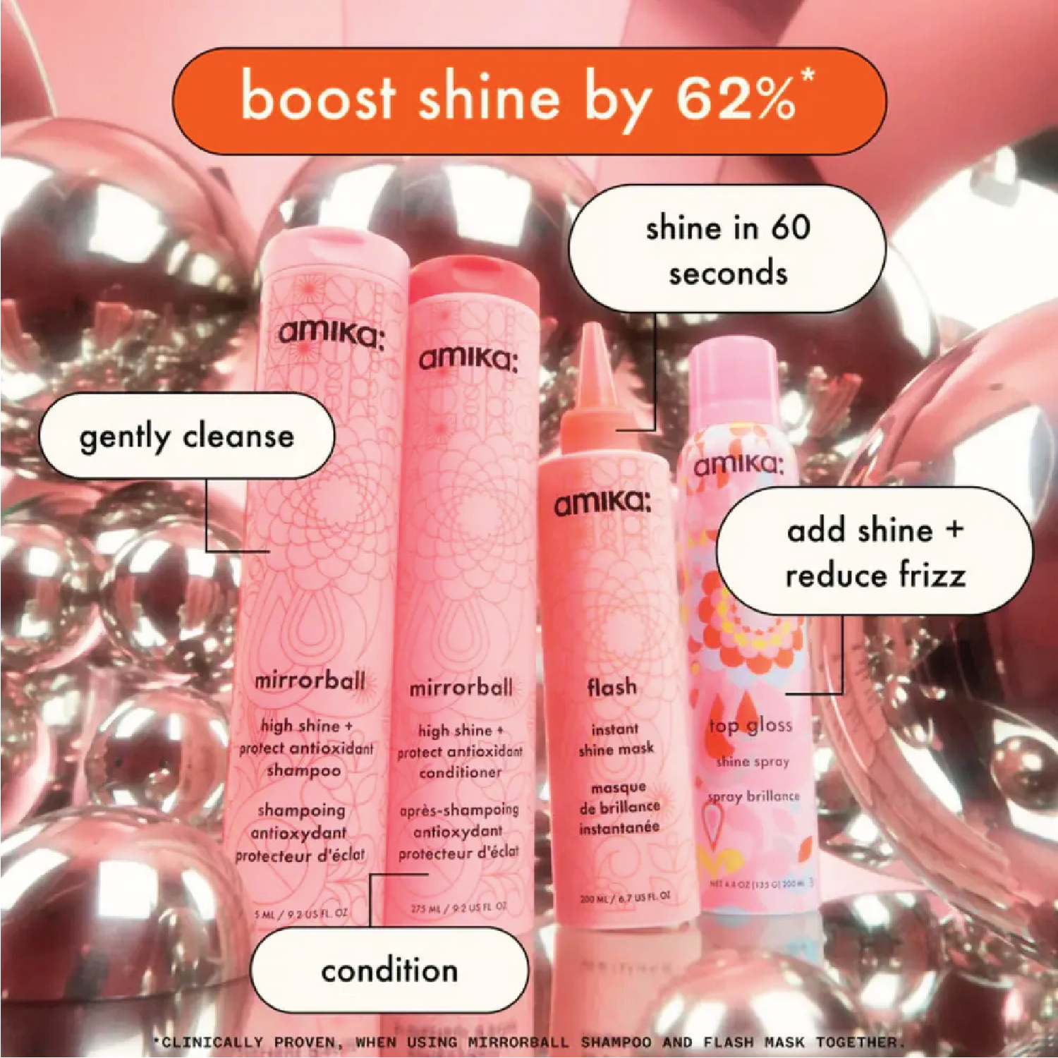 Amika Mirrorball High Shine + Protect Antioxidant Shampoo 275ml