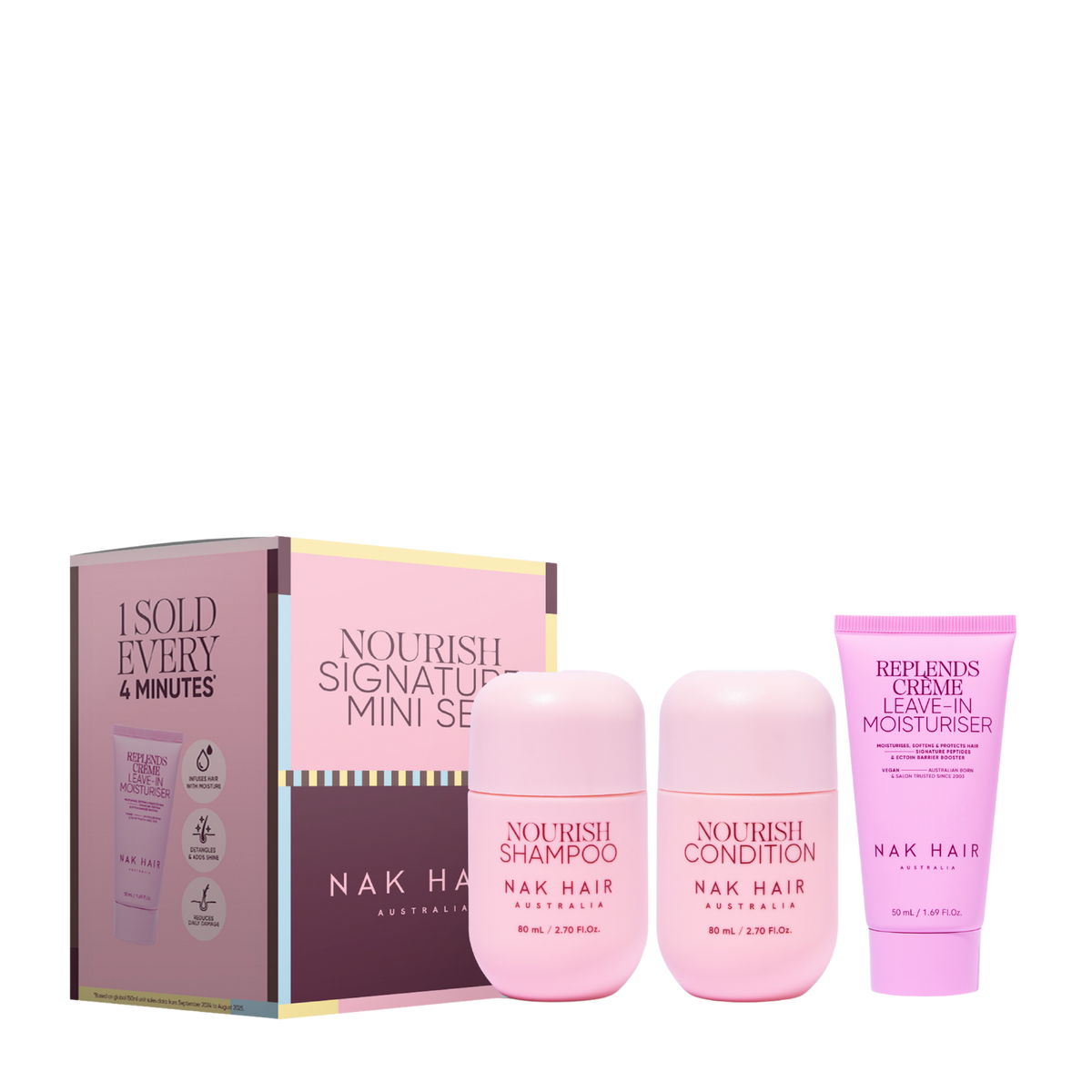 Nak Signature Nourish Travel Trio to nourish dry and damaged hair
