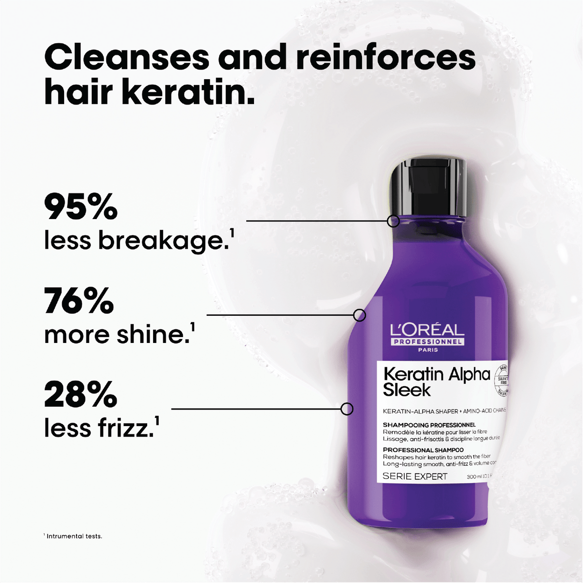 L'Oreal Professional Keratin Alpha Sleek Shampoo for 95% less breakage