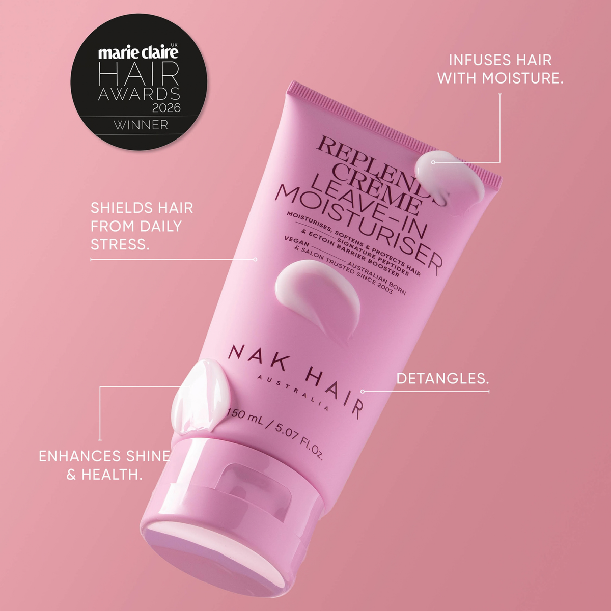 Nak Signature Volume Trio with leave-in moisturiser to shield hair from daily stress