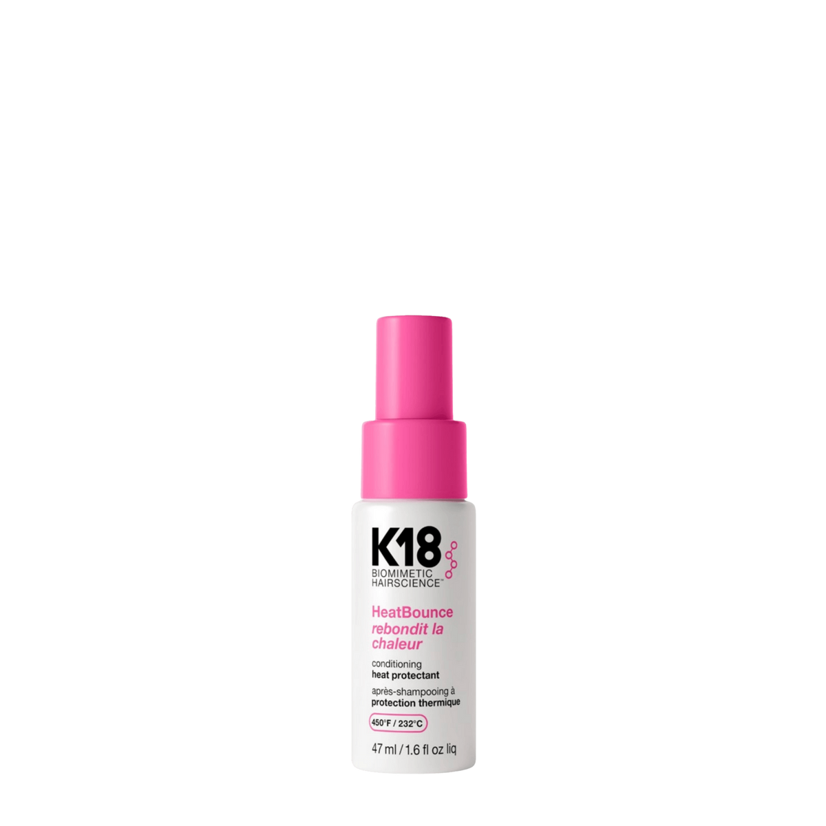 K18 Heat Bounce Conditioning Heat Protectant Spray to shield hair from damage