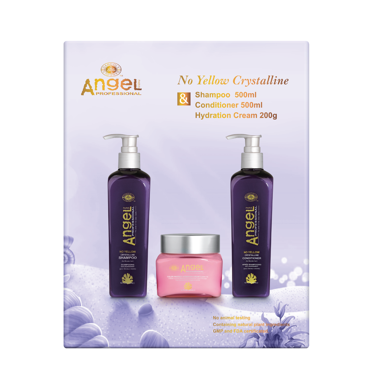 Angel Deep Sea No Yellow Trio with Hydration Cream Gift Pack for shiny and bright blonde hair