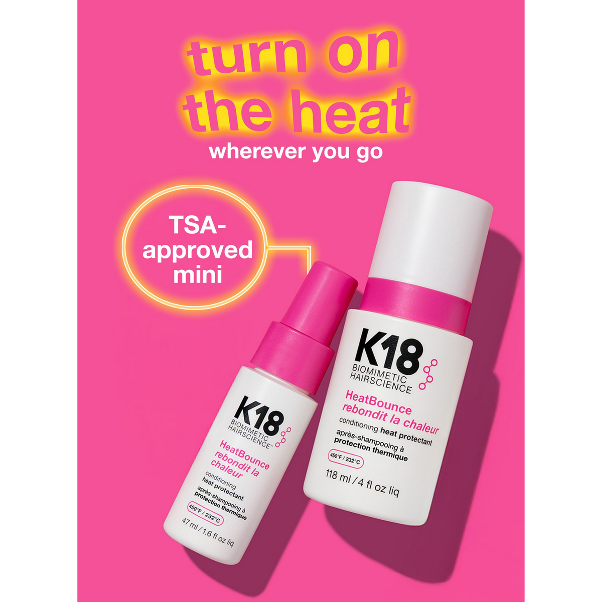 K18 Heat Bounce Conditioning Heat Protectant to fortify from within