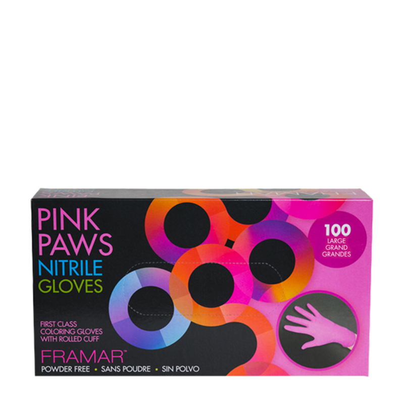 Framar Pink Paws Nitrile Gloves Large 100pc