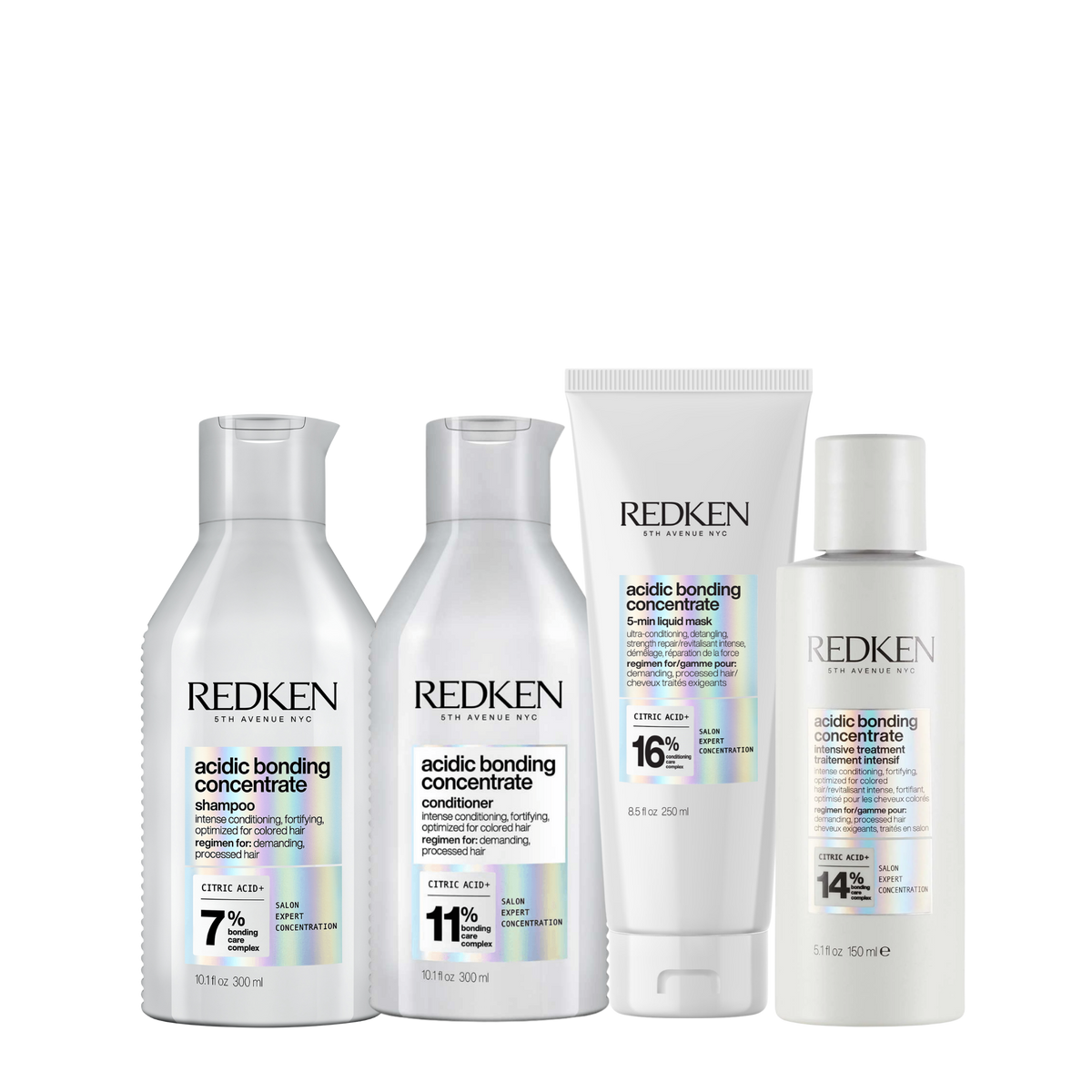 Redken Acidic Bonding Concentrate 4-Piece Routine to strengthen and repair even the most damaged and over processed hair