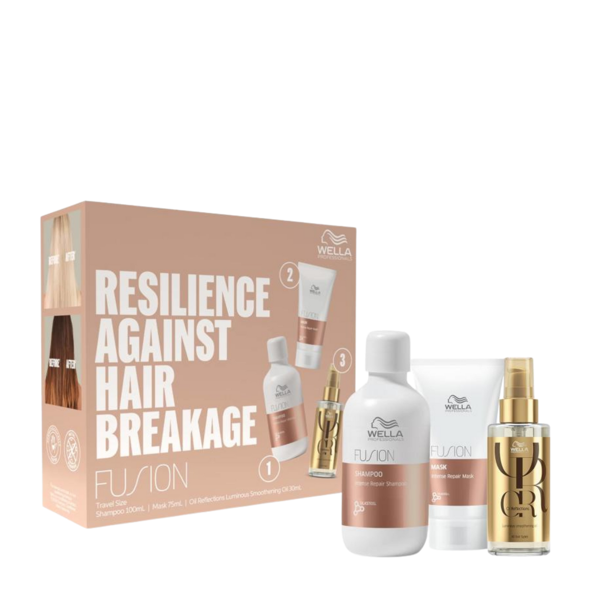 Wella Fusion Travel Trio Gift Pack for visibly renewed and shiny hair