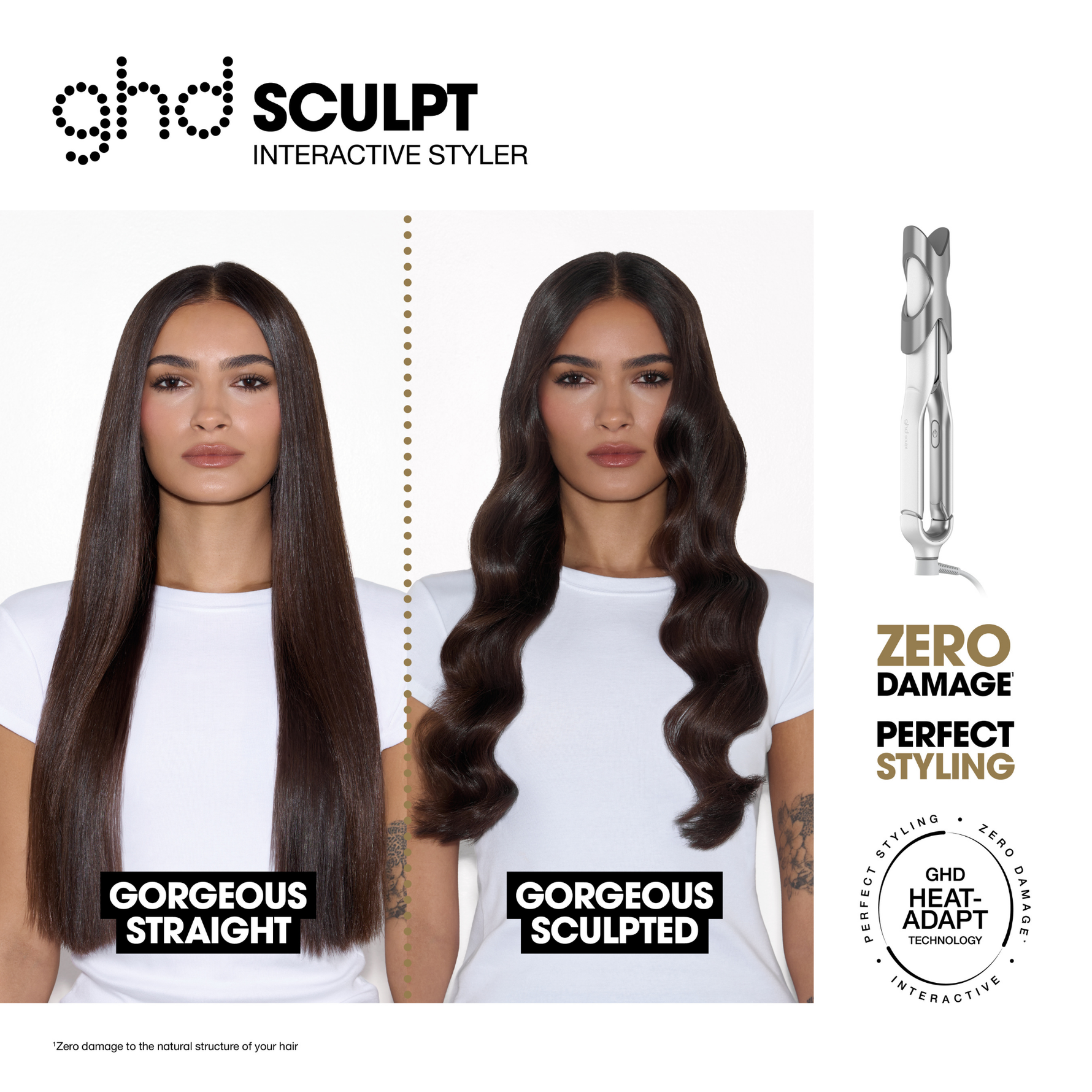 ghd sculpt interactive hair styler in white for sculpted hair styling