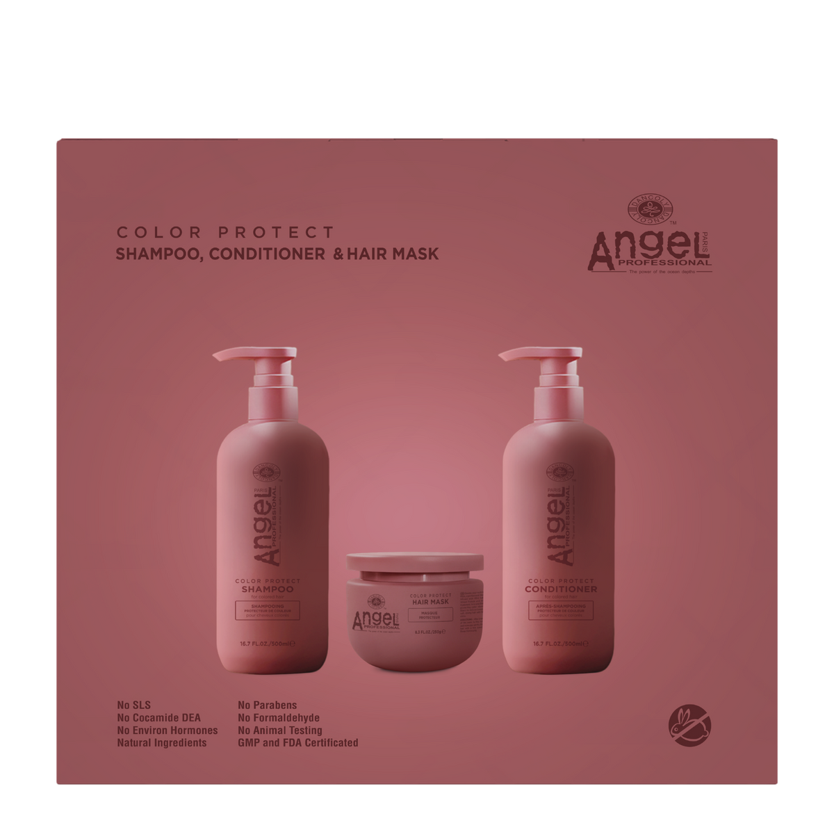 Angel Deep Sea Color Protect Trio to hydrate and smooth chemically and colour-treated hair