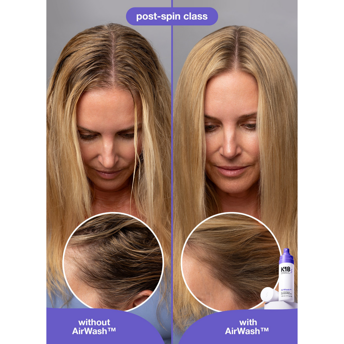 K18 Air Wash Dry Shampoo for scalp friendly refreshing