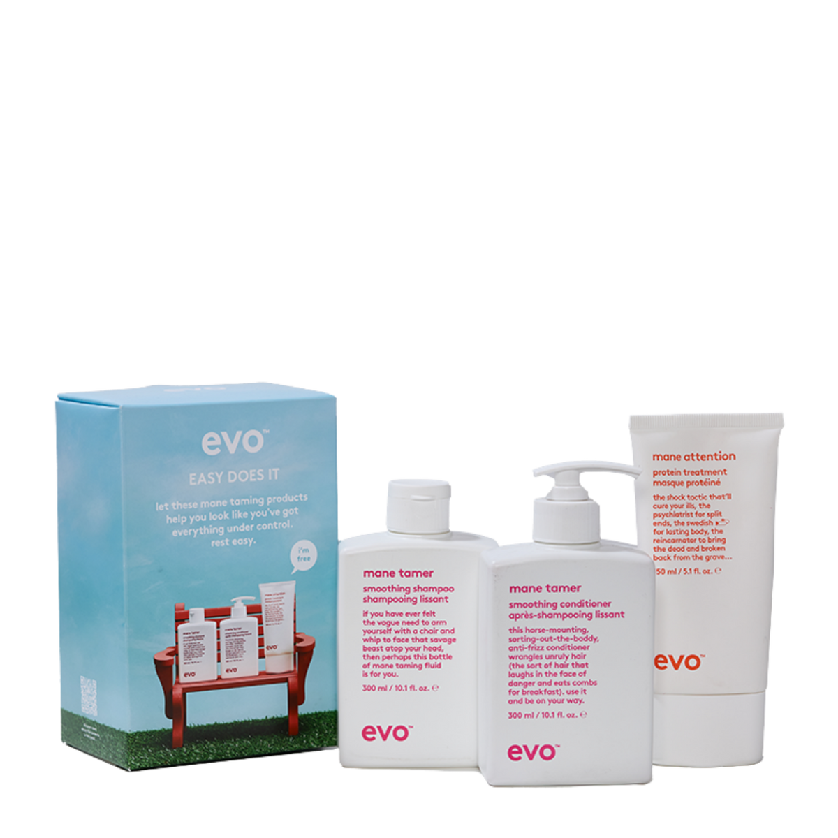 Evo Easy Does It Gift Pack to smooth and improve manageability of hair
