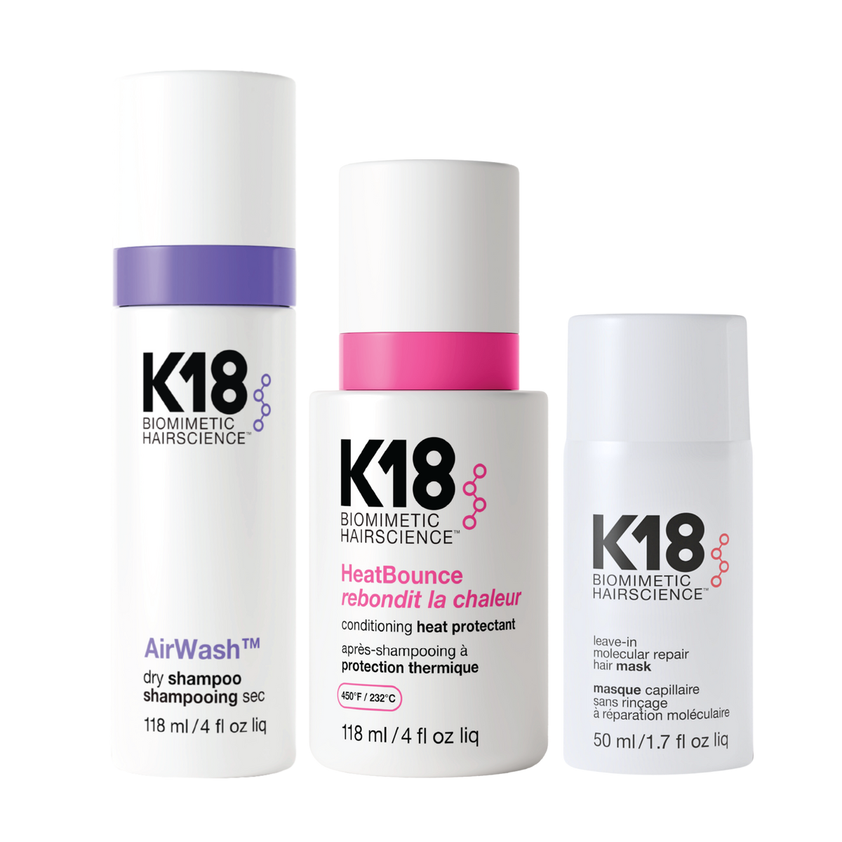 K18 Molecular Repair Mask & Styling Trio to repair, refresh and protect damaged hair