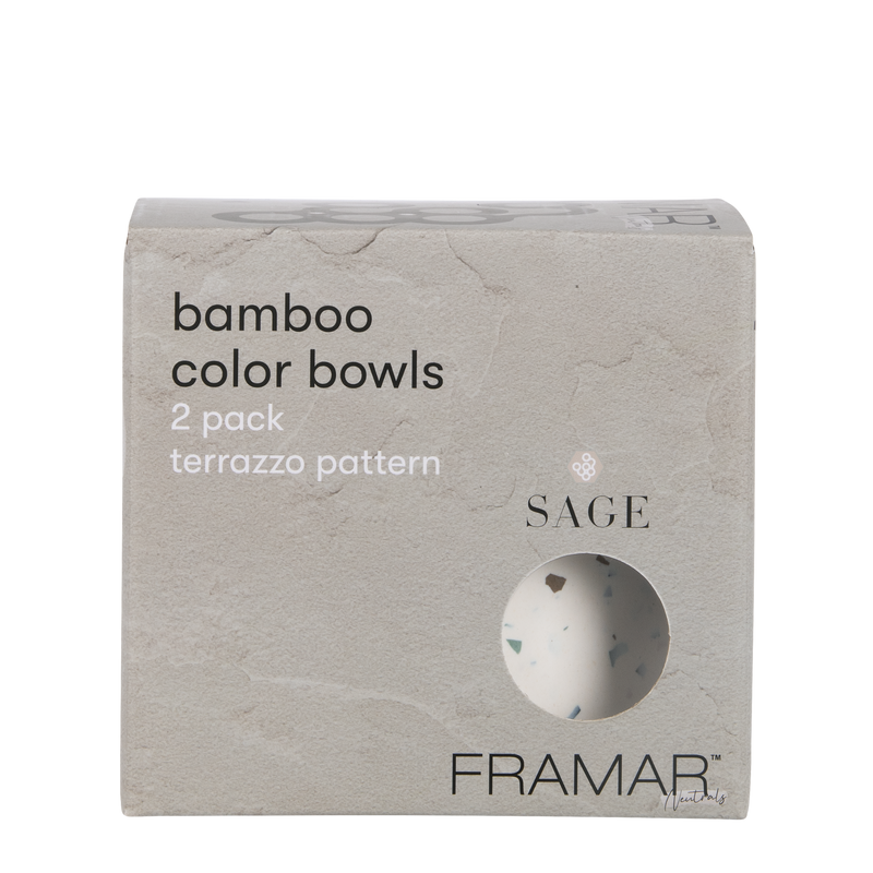 Framar Terrazzo Bamboo Bowls 2pc Neutrals Sage - Limited Edition