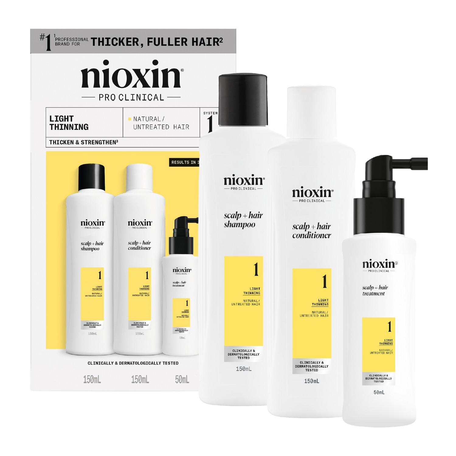 Nioxin Scalp + Hair Thickening System 1 Trial Kit for Natural Hair with Light Thinning