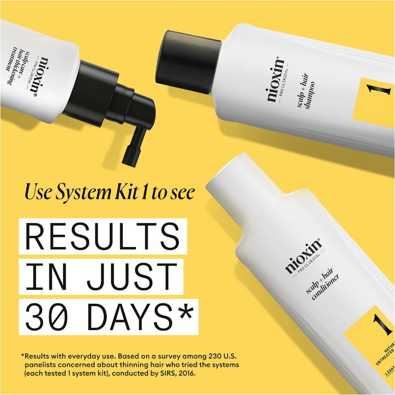 Nioxin Scalp + Hair Thickening System 1 Full Size Kit for Natural Hair with Light Thinning