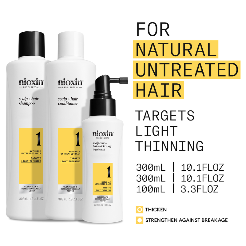 Nioxin Scalp + Hair Thickening System 1 Trial Kit for Natural Hair with Light Thinning