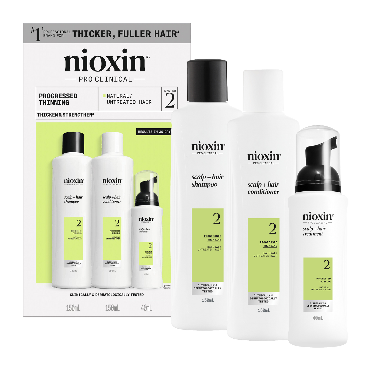 Nioxin Scalp + Hair Thickening System 2 Trial Kit for Natural Hair with Progressed Thinning