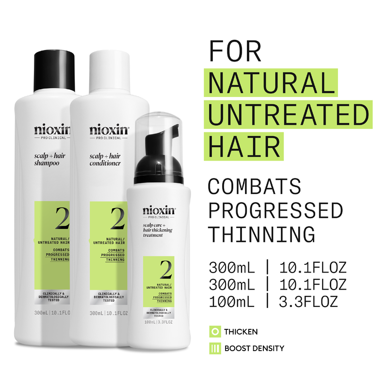 Nioxin Scalp + Hair Thickening System 2 Trial Kit for Natural Hair with Progressed Thinning