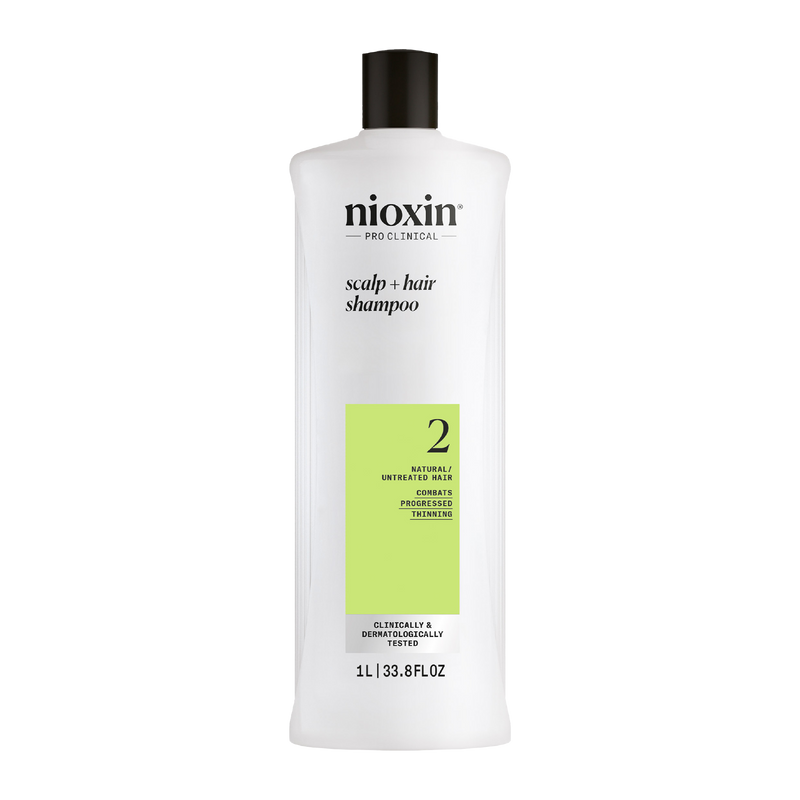 Nioxin System 2 Scalp + Hair Thickening Shampoo For Natural Hair with Progressed Thinning 1 Litre