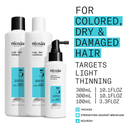 Nioxin Scalp + Hair Thickening System 3 Full Size Kit for Damaged Hair with Light Thinning