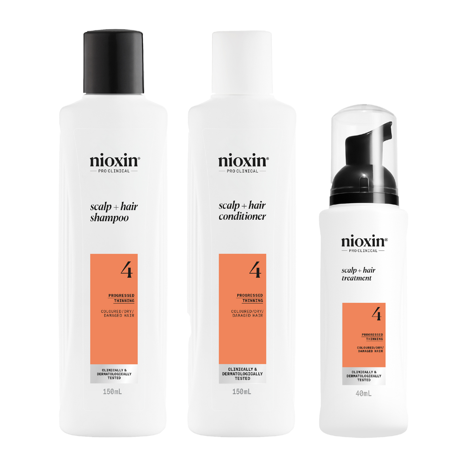 Nioxin Scalp + Hair Thickening System 4 Full Size Kit for Damaged Hair with Progressed Thinning