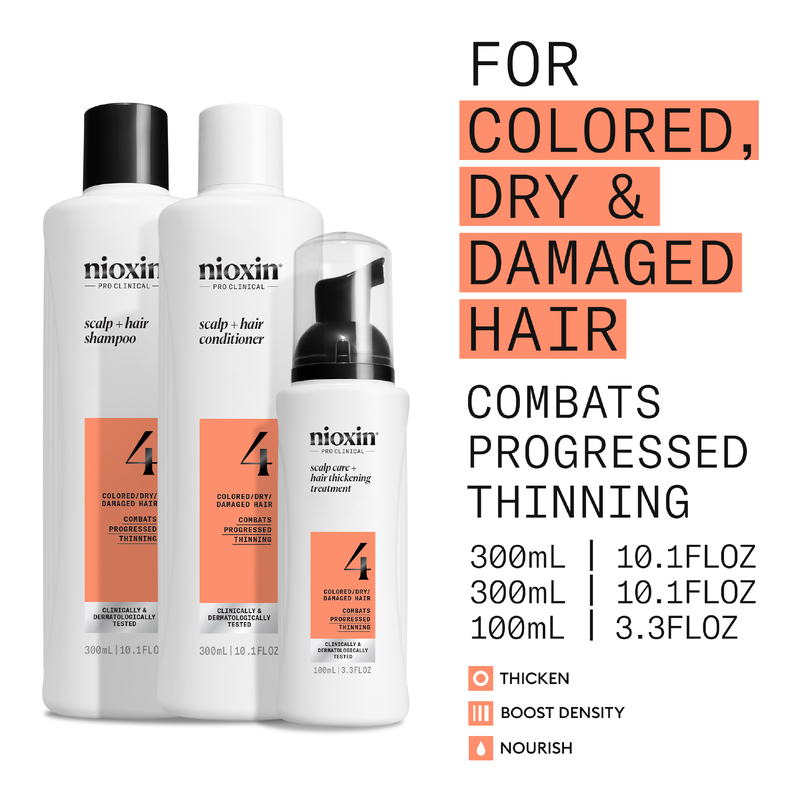 Nioxin Scalp + Hair Thickening System 4 Trial Kit for Damaged Hair with Progressed Thinning
