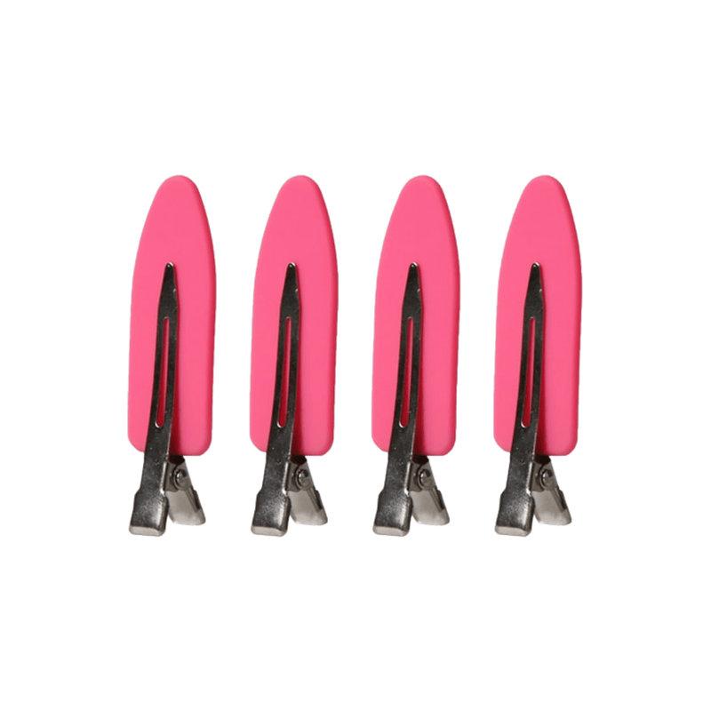 Creaseless Rubberised Pink Clips Pack of 4 - Haircare Market