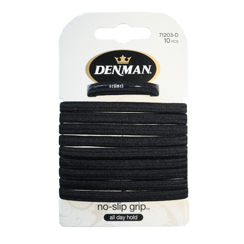 Denman No Slip Elastics Black (10) - Haircare Market
