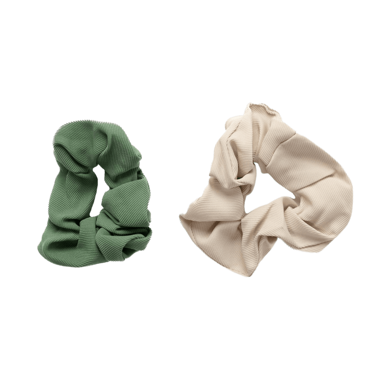 Stilen Ribbed Scrunchie Set Green & Natural - Haircare Market